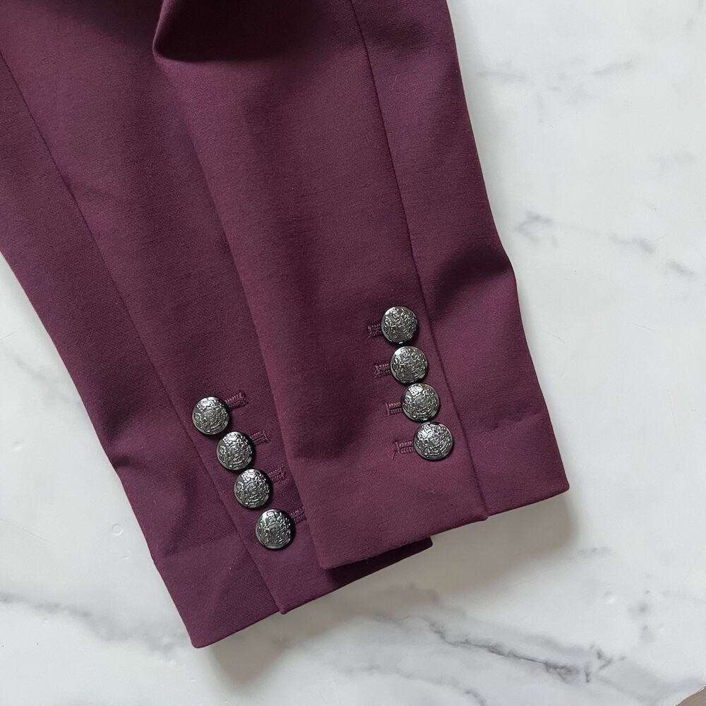 WHBM Studio Blazer Burgundy Size 8 Preppy Chic Double Breasted Jacket - Picture 7 of 12